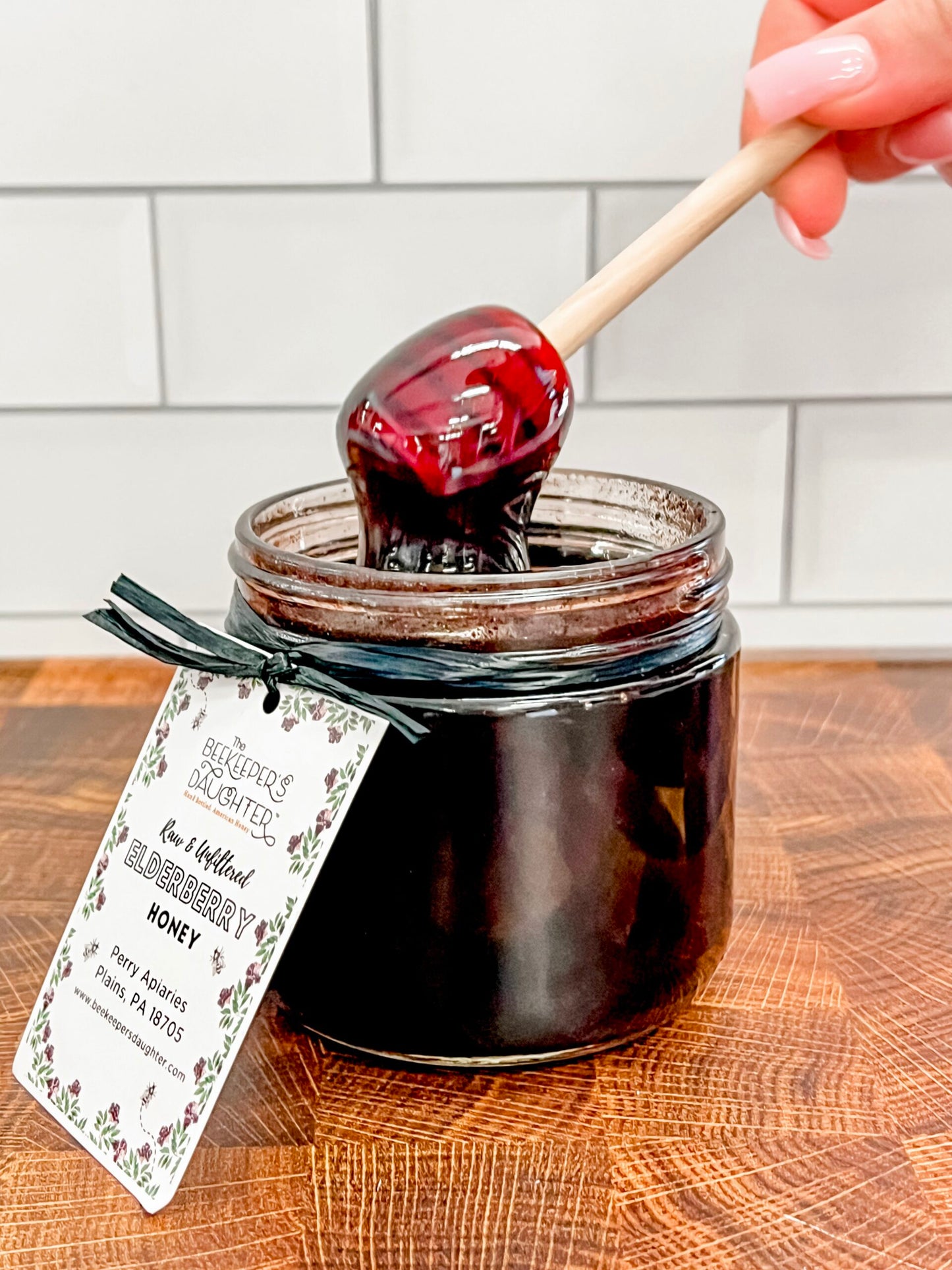 Elderberry Infused Raw Honey - 11 oz