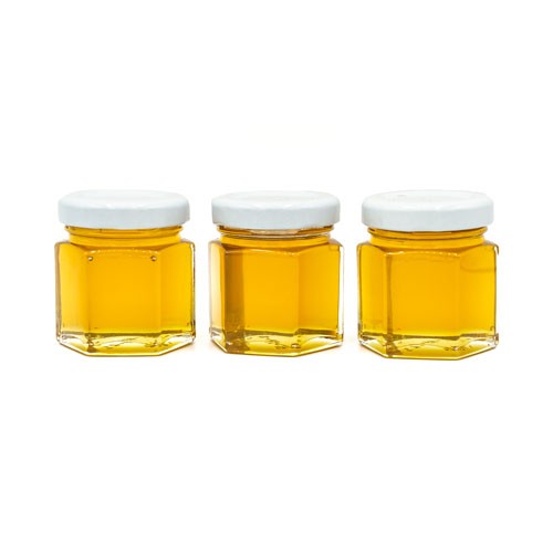 2oz Mini Glass Hexagon Jar Honey Favor