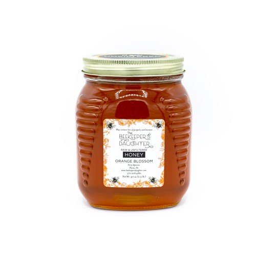 Orange blossom honey in 2.5 pound jar