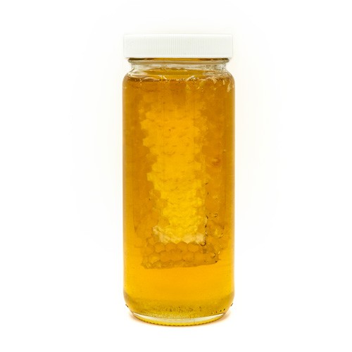 raw chunk honey in jar