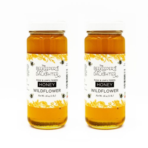 2 wildflower honey jars